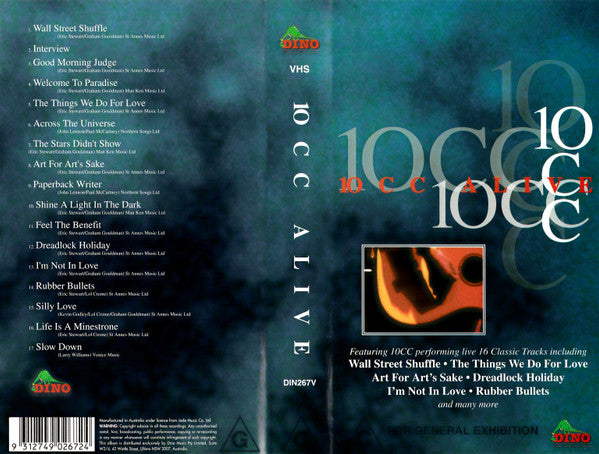 10cc : Alive (VHS, PAL)