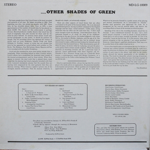 Lloyd Green : Ten Shades Of Green (LP, Album)
