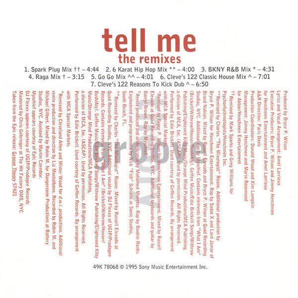 Groove Theory : Tell Me (The Remixes) (CD, Maxi)