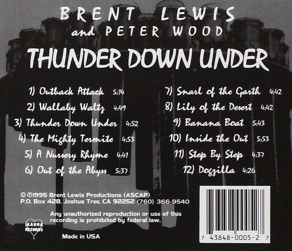 Brent Lewis And Peter Wood (8) : Thunder Down Under - Tribal Drumming And Didgeridoo (CD, Album)