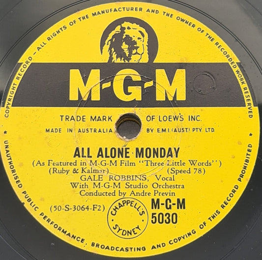 Gale Robbins (2) ;  Arlene Dahl : All Alone Monday / I Love You So Much (Shellac, 10")