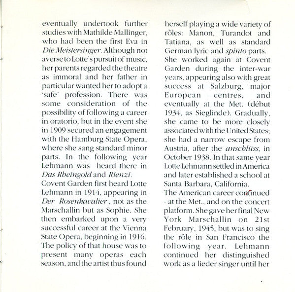 Lotte Lehmann With Jan Kiepura And Richard Tauber : Lotte Lehmann (CD, Comp, Mono)