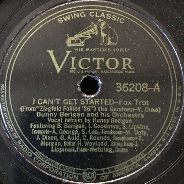 Bunny Berigan & His Orchestra : I Can't Get Started / The Prisoner's Song (Shellac, 12", RP, Ind)