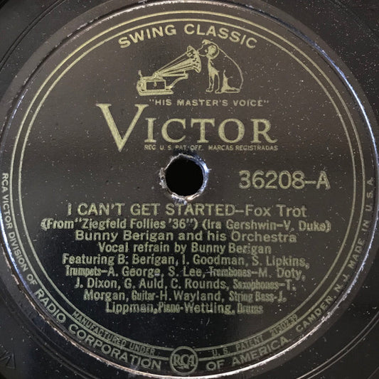 Bunny Berigan & His Orchestra : I Can't Get Started / The Prisoner's Song (Shellac, 12", RP, Ind)