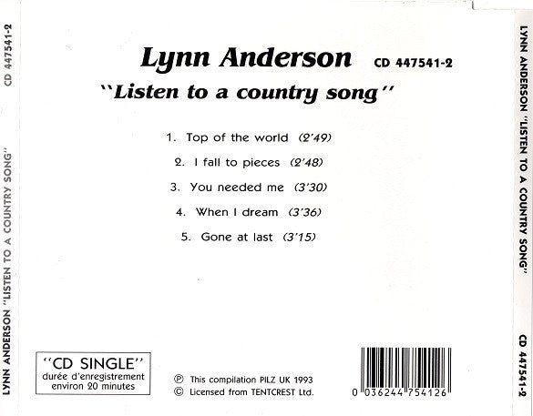 Lynn Anderson : "Listen to a country song" (CD, Unofficial)