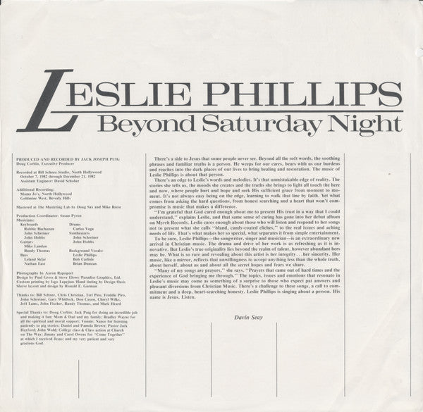 Leslie Phillips : Beyond Saturday Night (LP, Album, Mon)