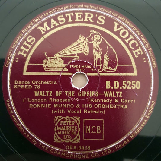 Ronnie Munro & His Orchestra : Waltz Of The Gipsies / Ten Pretty Girls (Shellac, 10")