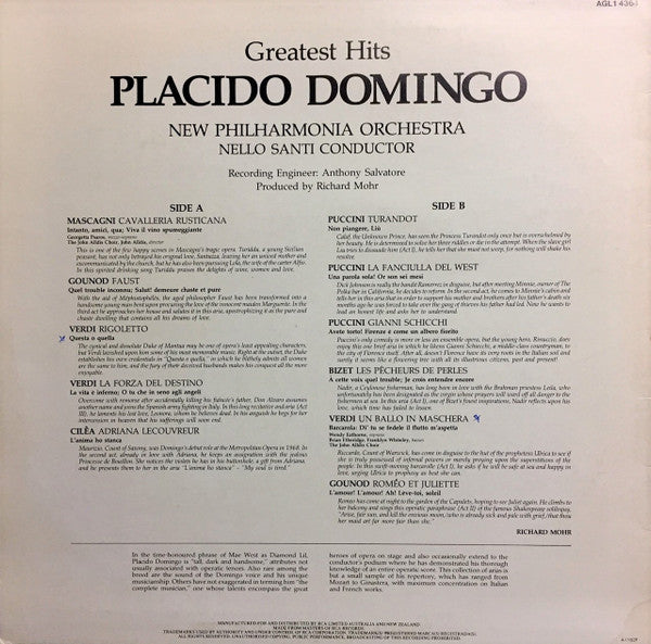 Placido Domingo : Greatest Hits (LP, Album, Comp)