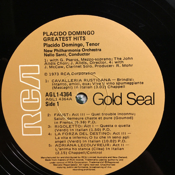 Placido Domingo : Greatest Hits (LP, Album, Comp)