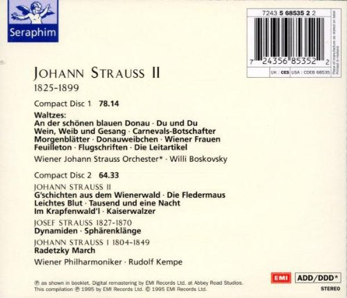 Johann Strauss Jr. – Willi Boskovsky • Rudolf Kempe : Waltzes - An Der Schönen Blauen Donau (2xCD, Comp, RM)