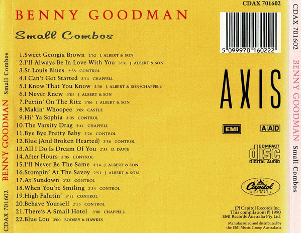 Benny Goodman : Small Combos (CD, Comp)