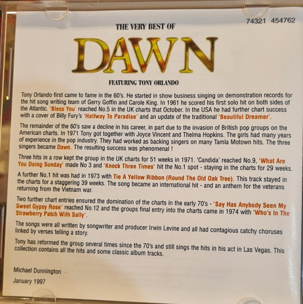 Dawn (5) Featuring Tony Orlando : The Very Best Of Dawn Featuring Tony Orlando (CD, Comp)