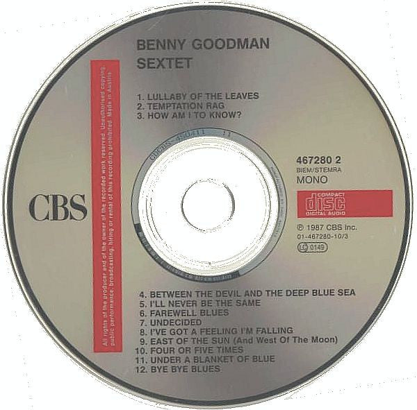Benny Goodman Sextet : Benny Goodman Sextet (CD, Comp, Mono, RM)