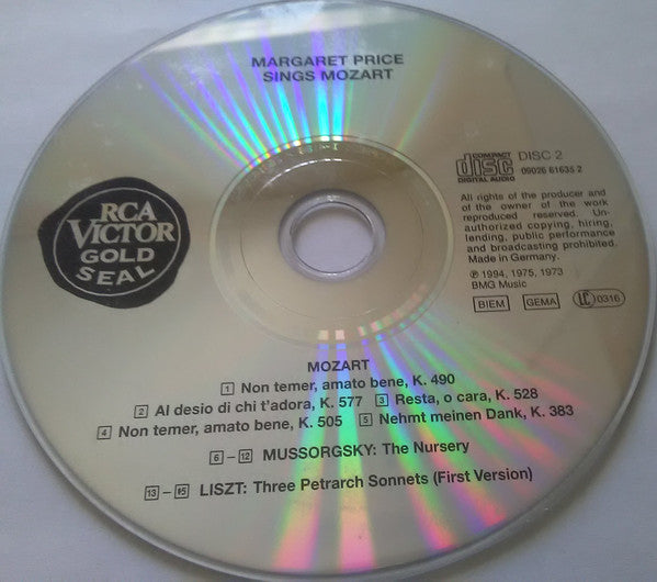 Mozart* - Margaret Price : Margaret Price Sings Mozart (2xCD, Comp, RM)