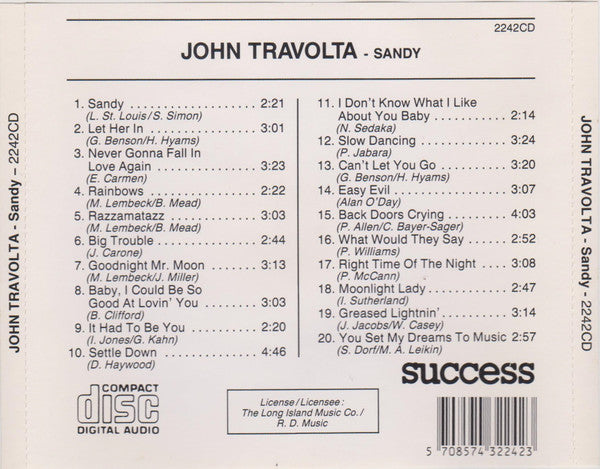 John Travolta : Sandy (CD, Comp)