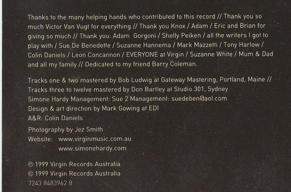 Simone Hardy : Shed My Skin (CD, Album)
