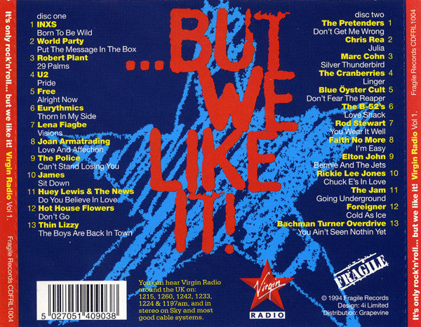 Various : It's Only Rock 'N' Roll... But We Like It! - Virgin Radio Vol 1. (2xCD, Comp)