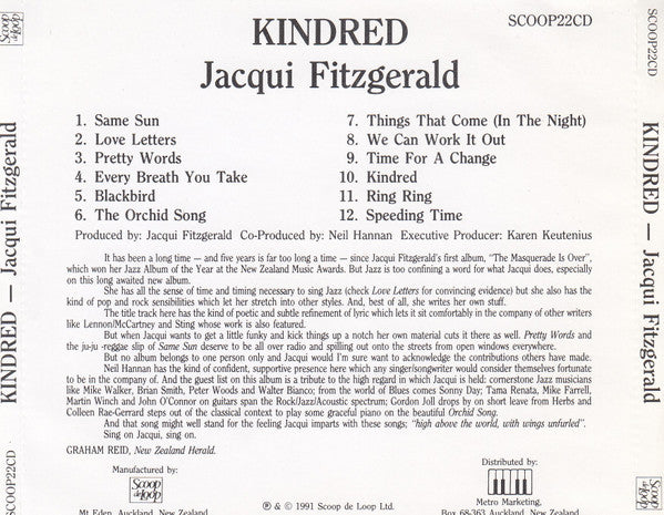 Jacqui Fitzgerald : Kindred (CD, Album)
