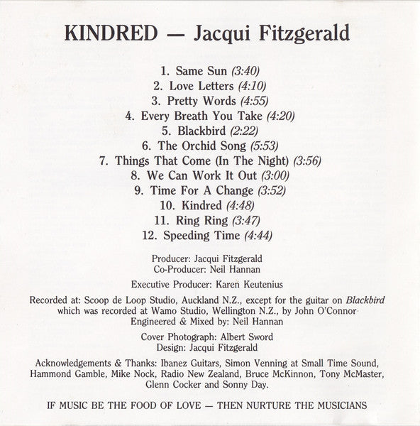 Jacqui Fitzgerald : Kindred (CD, Album)