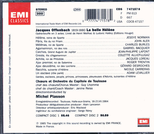 Offenbach* - Jessye Norman, John Aler, Gabriel Bacquier, Jean-Philippe Lafont, Charles Burles, Colette Alliot-Lugaz, Chœur* Et Orchestre Du Capitole De Toulouse*, Michel Plasson : La Belle Hélène (2xCD, Album, RE + Box, Sli)