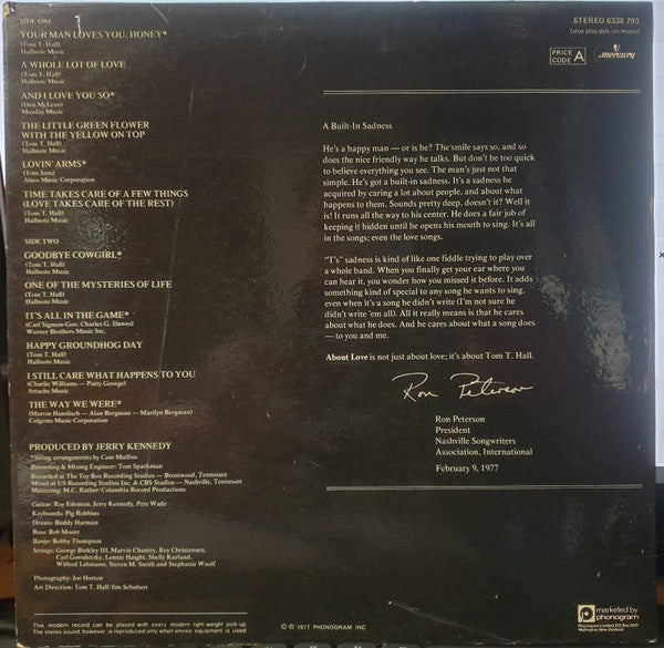 Tom T. Hall : About Love (LP, Album)
