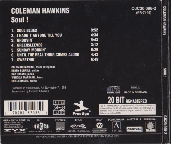 Coleman Hawkins : Soul (CD, Album, RE, RM, Dig)
