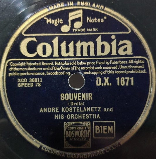 André Kostelanetz And His Orchestra : Pizzicato Polka / Souvenir (Shellac, 12")