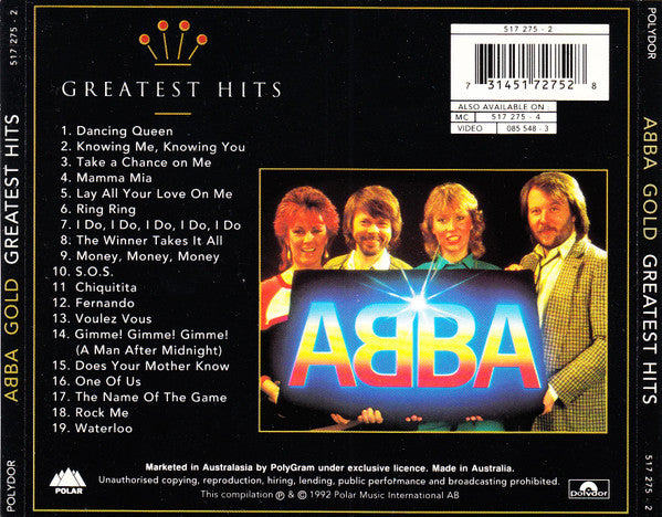 ABBA : Gold (Greatest Hits) (CD, Comp, RM, RP)
