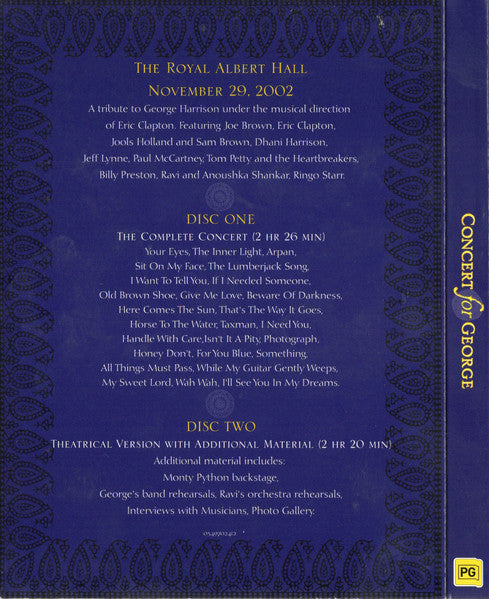 Various : Concert For George (2xDVD-V, PAL, DTS + Box)