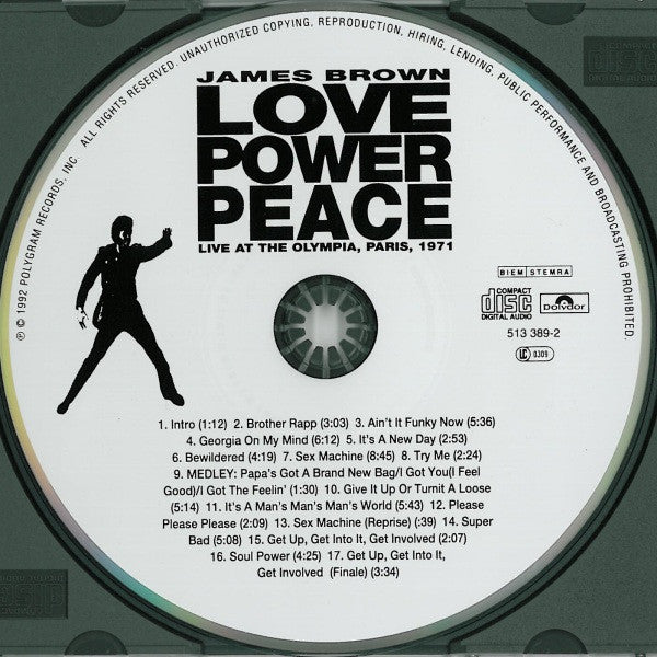 James Brown : Love Power Peace - Live At The Olympia, Paris, 1971 (CD, Album, RP)