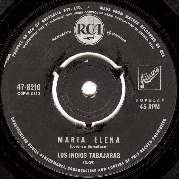 Los Indios Tabajaras : Maria Elena (7", Single)