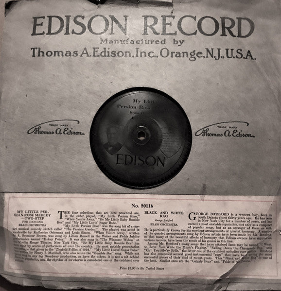 National Promenade Band, New York Military Band : My Little Persian Rose-Medley / Black And White Rag (Edison Disc, Eng)