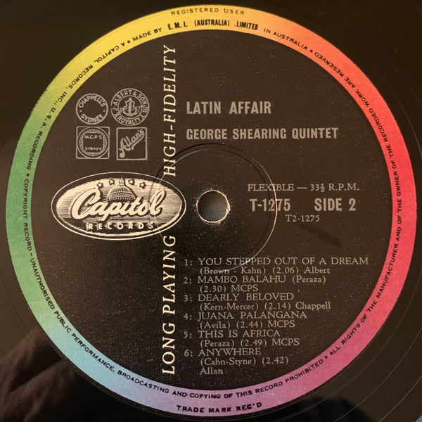 The George Shearing Quintet : Latin Affair (LP, Album, Mono)