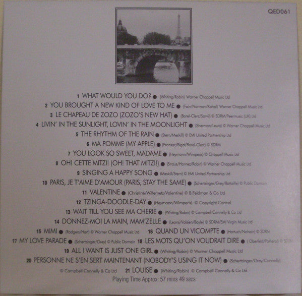 Maurice Chevalier : Maurice Chevalier's Paris (CD, Comp)