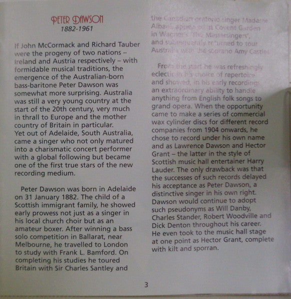 John McCormack (2), Richard Tauber, Peter Dawson : Golden Voices Of Yesteryear (3xCD, Comp)