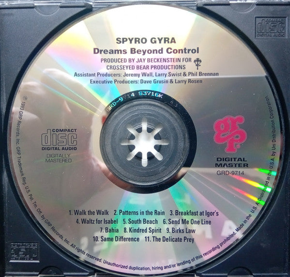 Spyro Gyra : Dreams Beyond Control (CD, Album)