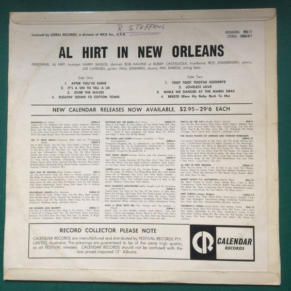 Al Hirt : Al Hirt In New Orleans (LP, Mono, RE, Fli)
