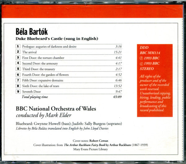 Bartók* – Gwynne Howell, Sally Burgess, BBC National Orchestra Of Wales Conducted By Mark Elder (2) : Duke Bluebeard's Castle (CD)