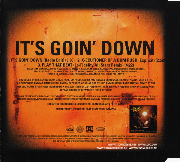 X-Ecutioners* Feat. Mike Shinoda And Mr. Hahn : It's Goin' Down (CD, Maxi)