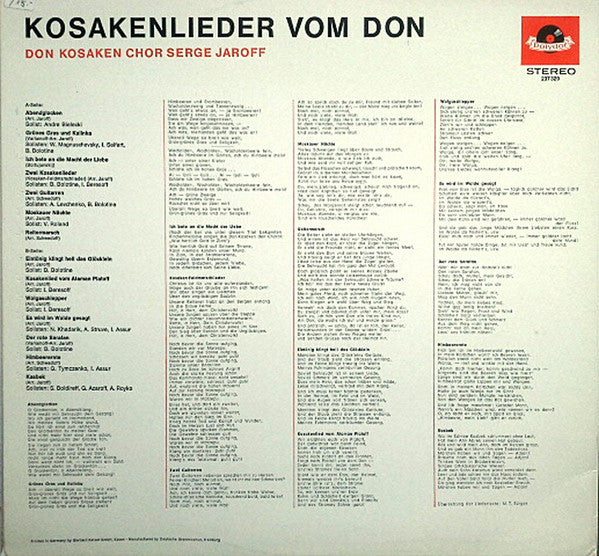 Don Kosaken Chor Serge Jaroff : Kosakenlieder Vom Don (LP, Album, RE)