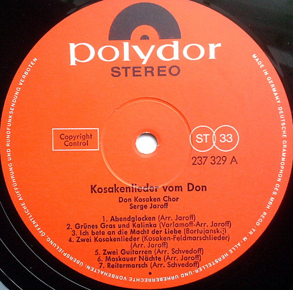 Don Kosaken Chor Serge Jaroff : Kosakenlieder Vom Don (LP, Album, RE)