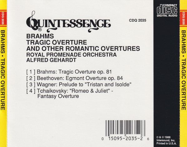 Johannes Brahms, Ludwig van Beethoven, Richard Wagner, Pyotr Ilyich Tchaikovsky, Royal Promenade Orchestra, Alfred Gehardt : Tragic Overture And Other Romantic Overtures (CD, Comp)