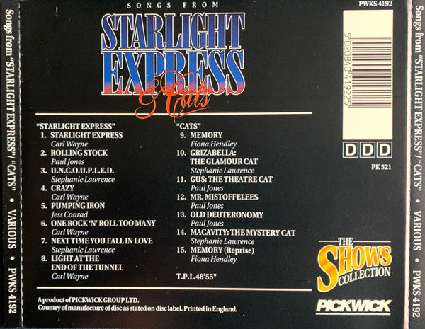 Various : Songs From Starlight Express And Cats (CD, Album)