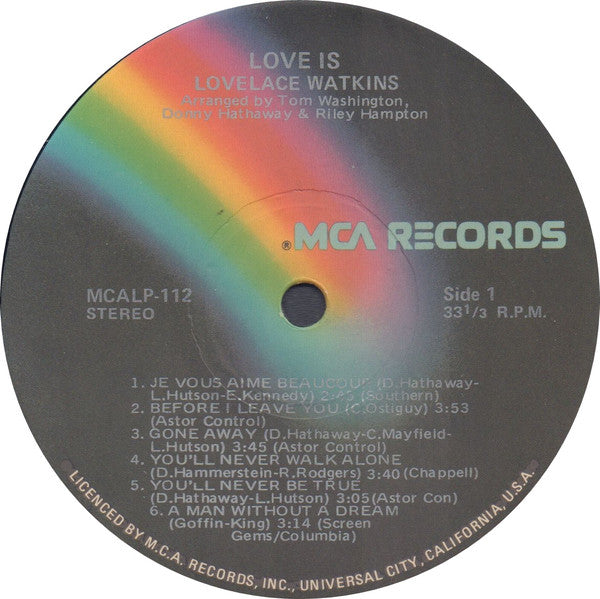 Lovelace Watkins : Love Is (LP, Album, Rai)
