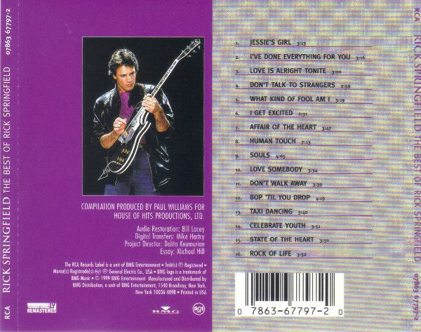 Rick Springfield : The Best Of Rick Springfield (CD, Comp, RE, RM)