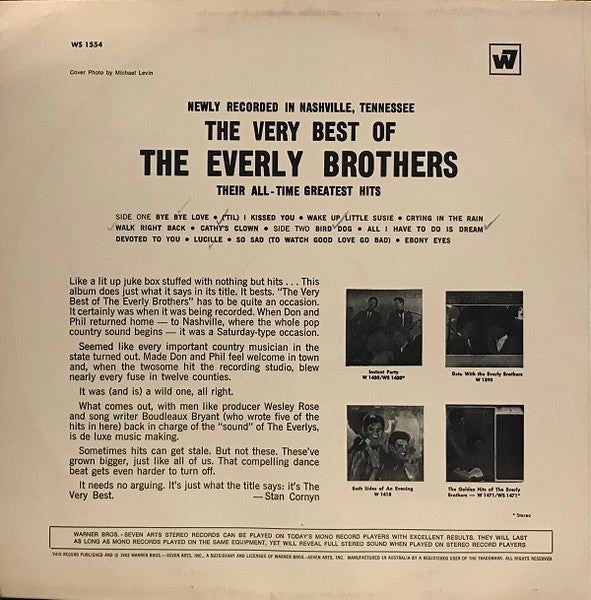 Everly Brothers : The Very Best Of The Everly Brothers (LP, Album, RE)