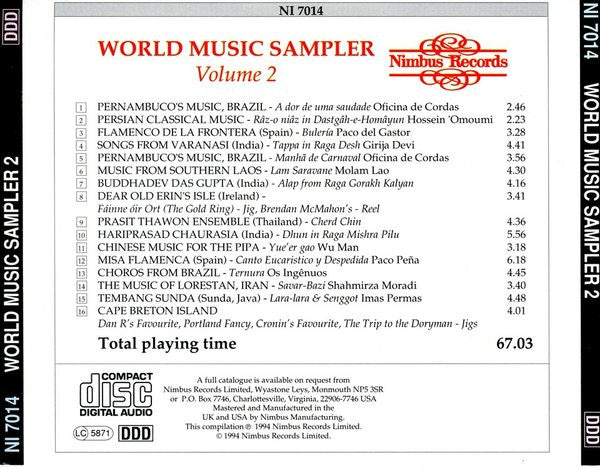 Various : World Music Sampler Volume 2 (CD, Smplr)