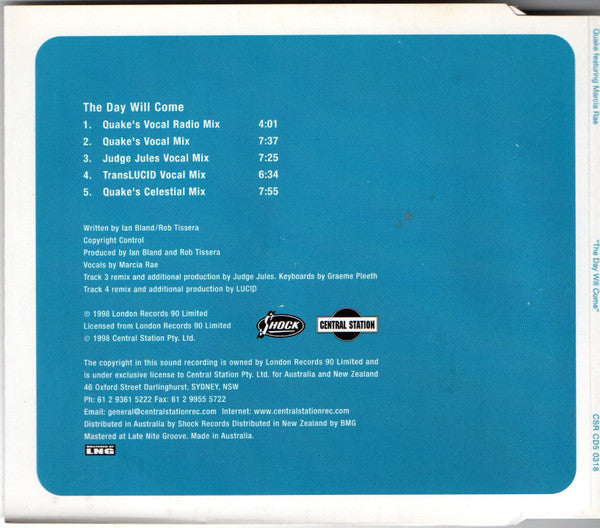 Quake Feat. Marcia Rae : The Day Will Come (CD, Maxi)