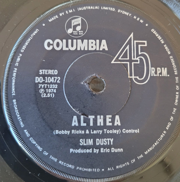 Slim Dusty : Althea / Spanish Pipedream (7", Single)