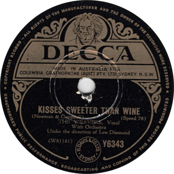 The Weavers : Kisses Sweeter Than Wine / When The Saints Go Marching In (Shellac, 10")